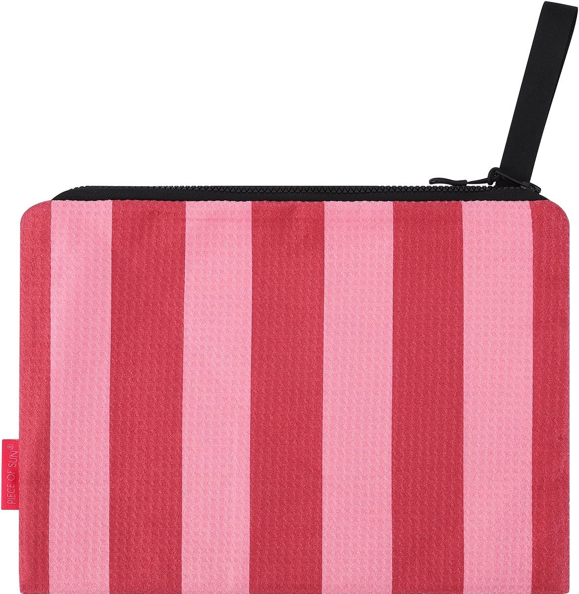 PIECE OF SUN® tasje met rits –Roze/Rood – Compact Opbergtasje – Microvezel 85% Gerecycled – Lichtgewicht & Duurzaam – Ideaal voor Strand, Vakantie & Dagelijks Gebruik – Cadeau voor vrouw – Beachpocket - Pouch
