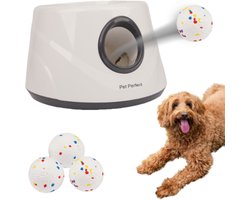 Pet Perfect Automatische Ballenwerper S - Hondenspeelgoed - Oplaadbaar - Incl. 3 ETPU ballen - 3 Werpafstanden - Grijs