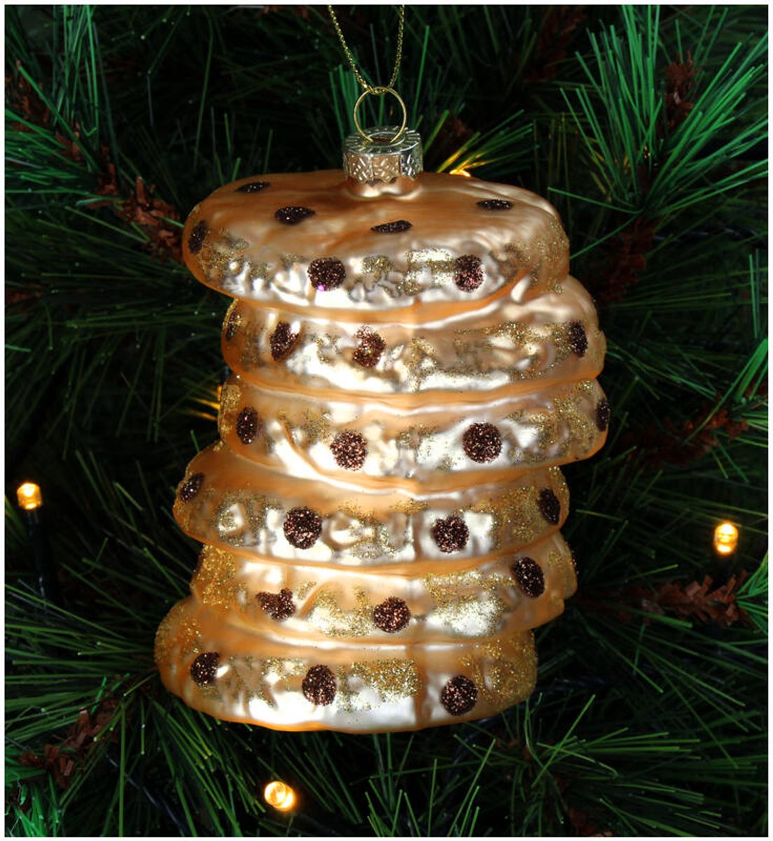HD Collection glazen kerst ornament kersthanger stapel koekjes 9.5 cm uit de collectie The Christmas Bakery - de Kerst Bakkerij