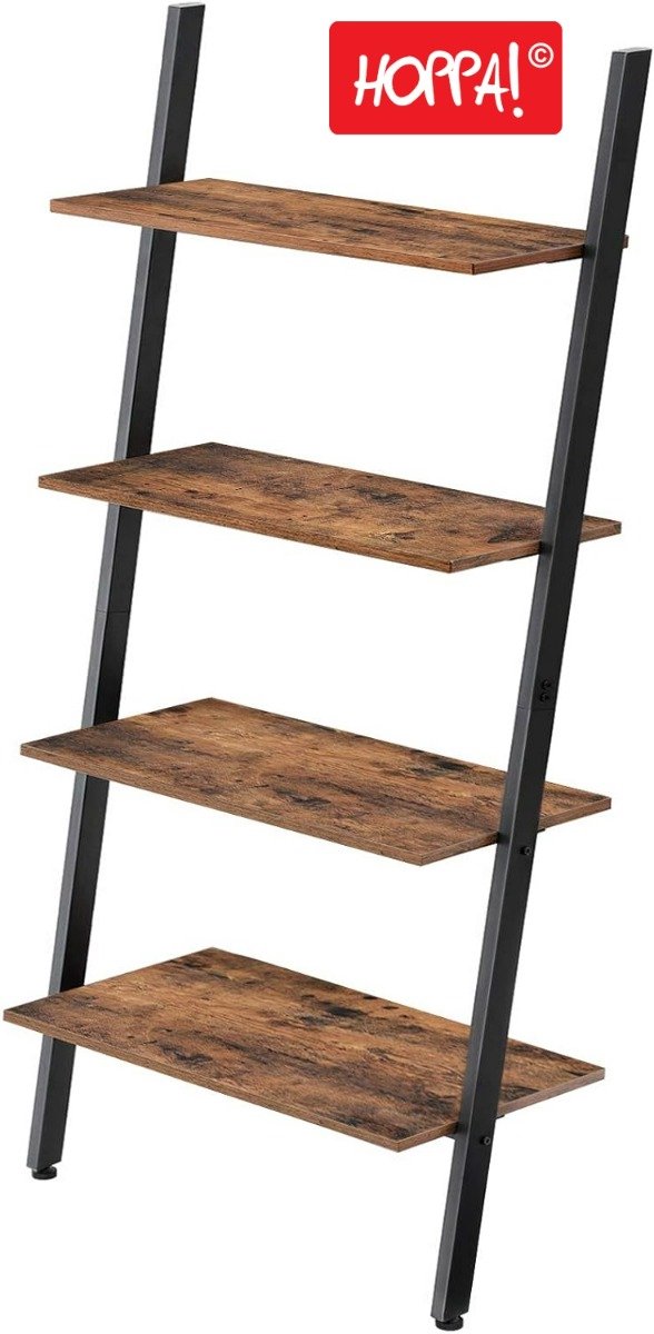 Hoppa! | Ladderkast | Bruin/Zwart | Metaal | 64 x 35 x 150 cm (B x D x H)