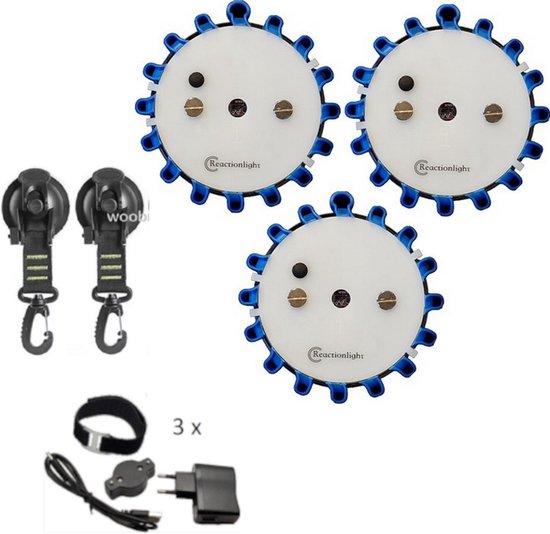 Reactionlight- set 3 lichten blauw plus 3 streps - Trainen - reaction lights -LongRange - Sportartikelen - Sport apparatuur- Reactie trainer - Fysiotherapie - reactie licht - thuis sporten - reactionlight - reactionlights