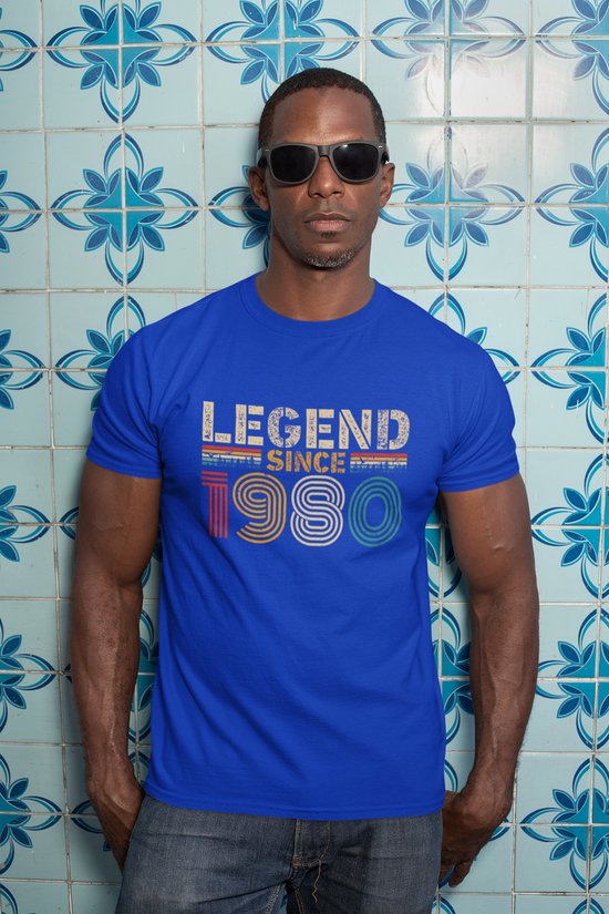 1980 Jaar Blauw T-shirt Heren - Maat M - Legend Since - Retro - Verjaardag Cadeau Mannen - Limited Edition