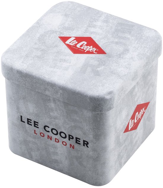 Lee Cooper 360 - Montre - Montre-bracelet - Analogique - Femme - Bracelet en acier milanais - Métal - Carré - Rond - Rayures - Argenté - Zwart - Wit