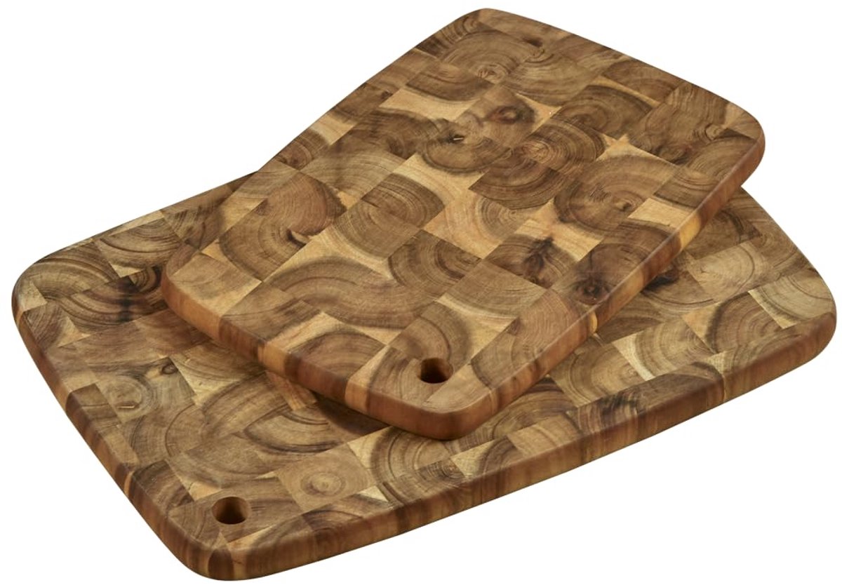 Goodivery® Set van twee snijplanken van acaciahout met ophanggat