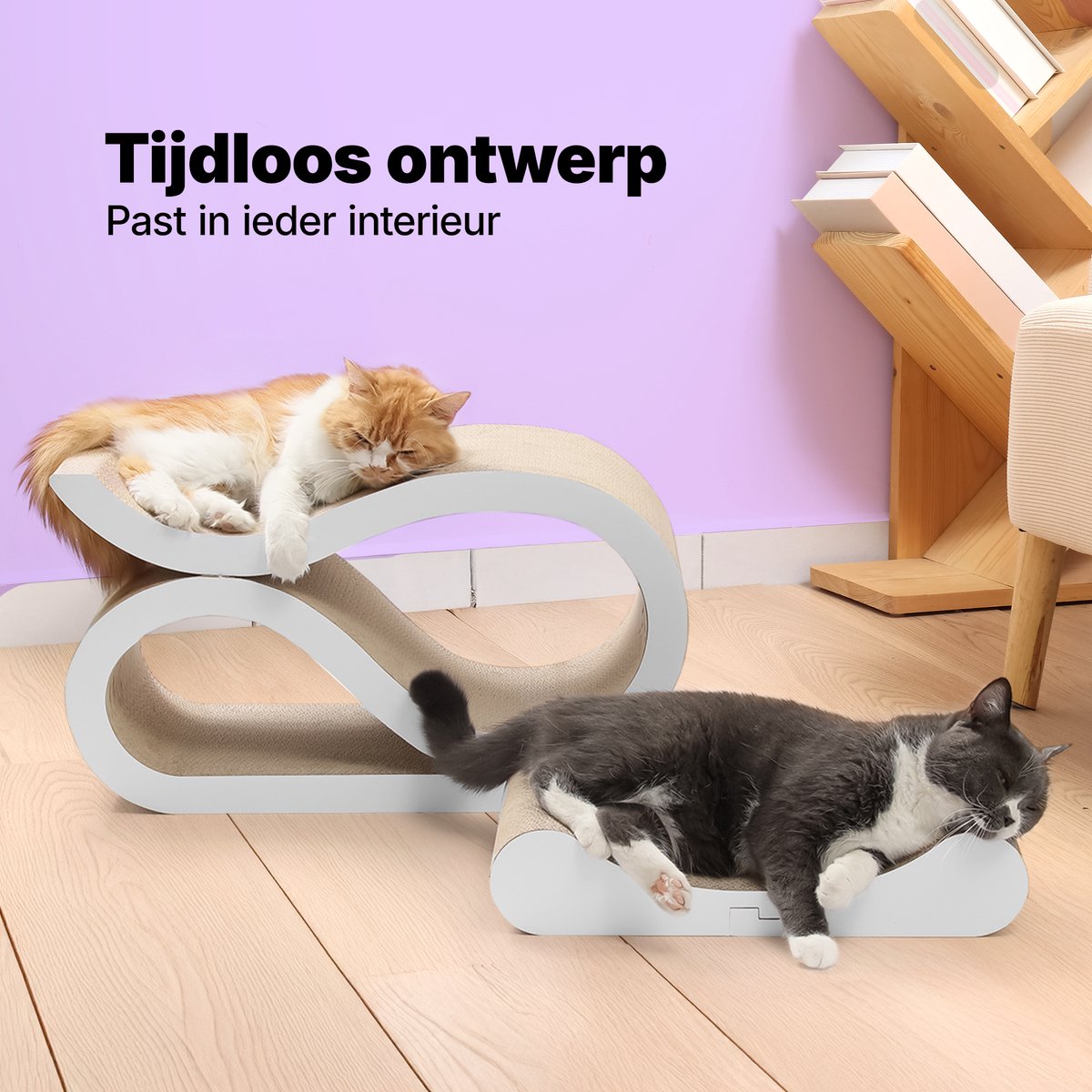 Jake and Jacky Krabkarton voor Katten 2 in 1 Model - Krabpaal Karton - Krabplank - Krabmand - Krabmeubel - Kartonnen Krabmat - Kattenmand - Kattenbed - 60x24x34cm – foto 4