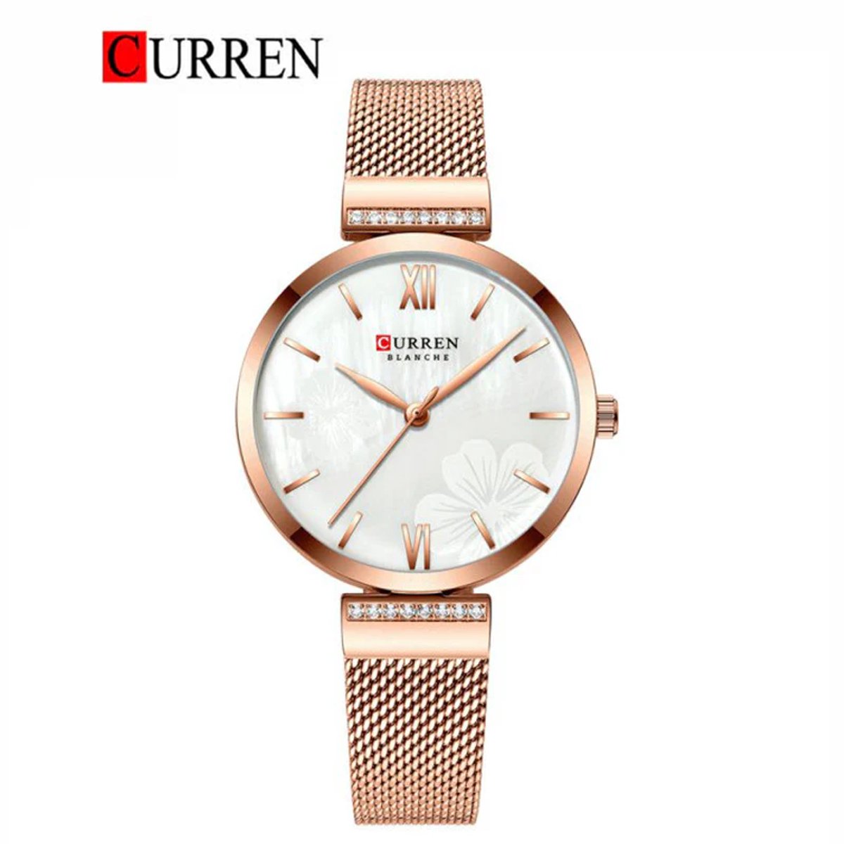 Curren Horloge - Vrouwen - Roségoudkleurig met Witte Wijzerplaat - Model 9067 - Elegant Dameshorloge - Luxe Cadeau