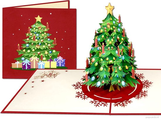 Popcards pop-up kaart – Kerstkaart met Versierde Kerstboom Luxe 3D kaart wenskaart