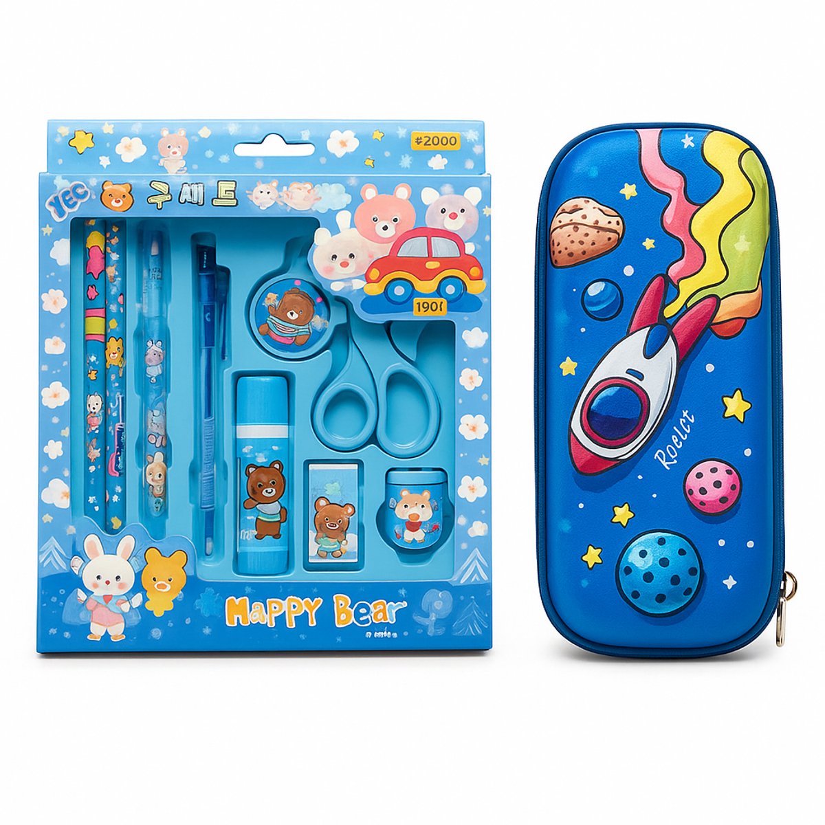 Afecto schrijfwaren set plus etui - blauw - Compact en lichtgewicht