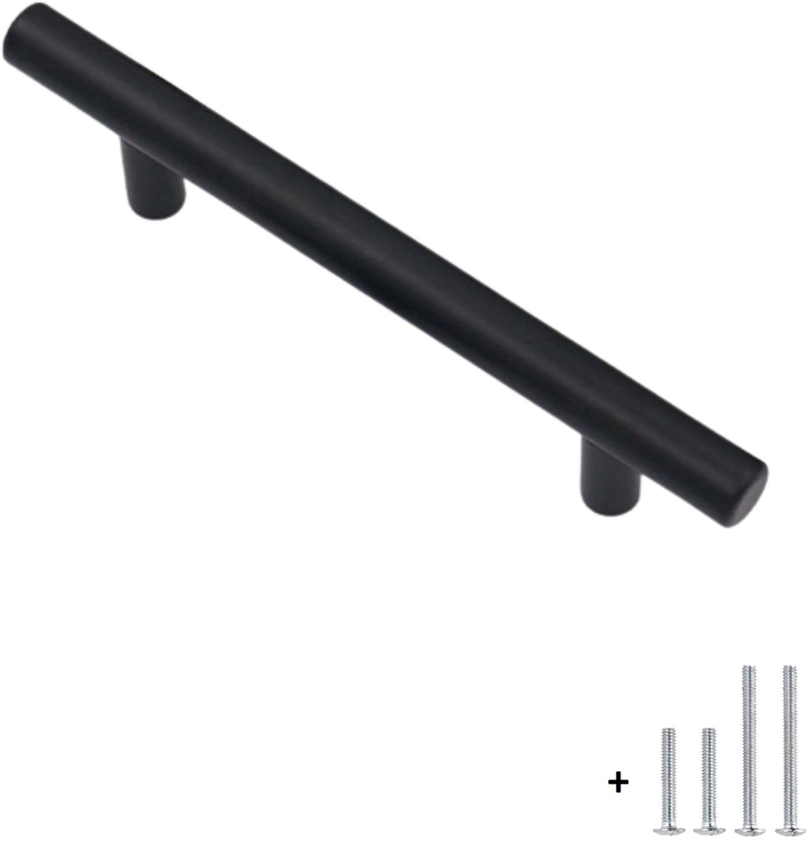 Hoexs Zwarte Meubelgreep 20 cm – Ronde Greep – Hartafstand 128 mm – Matzwart – Kast, Lade & Deur Handgreep