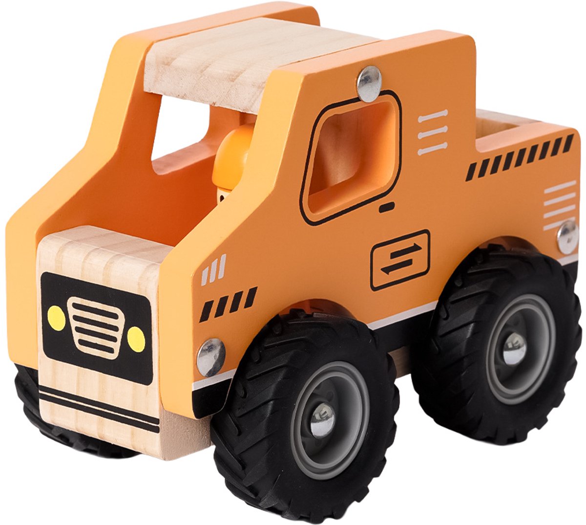 Speelgoedtopdeals - Houten Postwagen - Speelgoedauto voor kinderen - Rubberen wielen