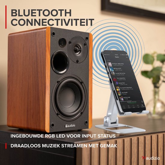 HiFi speakers - Audizio KS01B - Boekenplank speakers - Bluetooth - Houtlook - 120W van Audizio — afbeelding 5