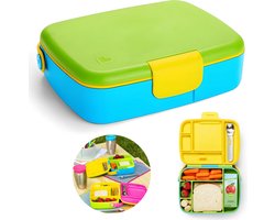 Munchkin - Bento Lunch Box - Broodtrommel voor Kinderen - Inclusief RVS Bestek - Vaatwasserbestendig - Groen/Blauw