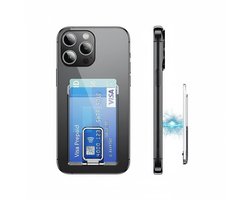 Compatible MagSafe Wallet Kaarthouder met Telefoonstand – Transparante Magnetische Pasjeshouder – Geschikt voor iPhone 12/13/14/15/16/17 Air/Pro/Max/Plus - Voor 2 Pasjes Zilver klep