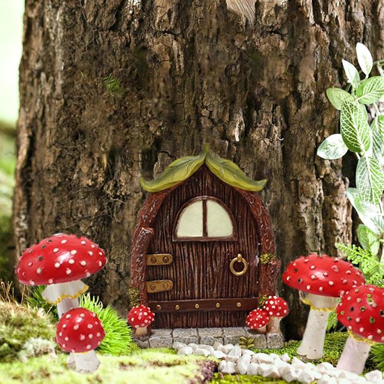 Décoration de jardin de maison de fée gnome super mignon de 4 pièces avec un design lumineux