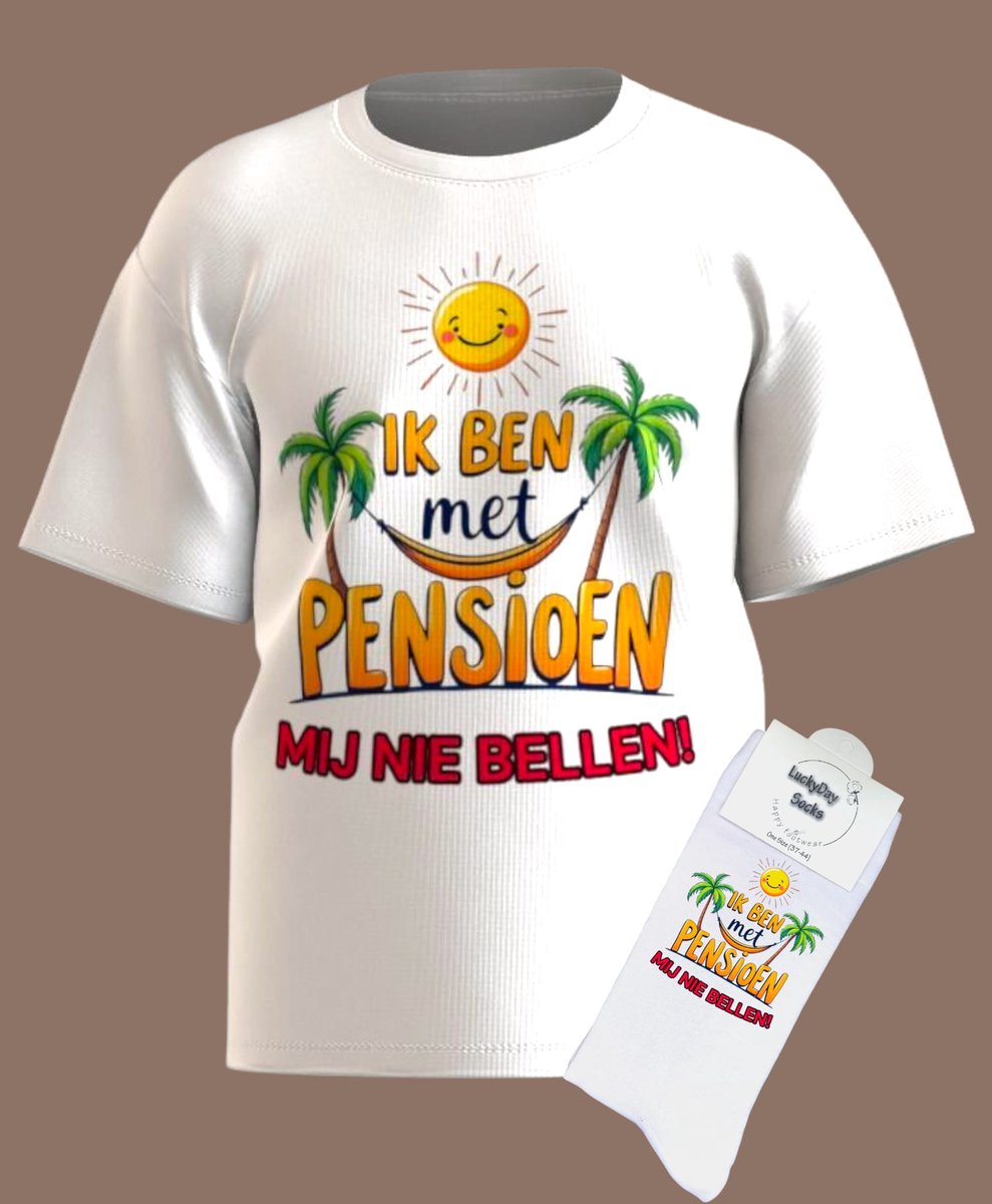 Gift Set - Pensioen - T-shirt - Pensioencadeau - Pensionado - LuckyDaySocks - Uniek cadeau - Afscheidscadeau - Maat M