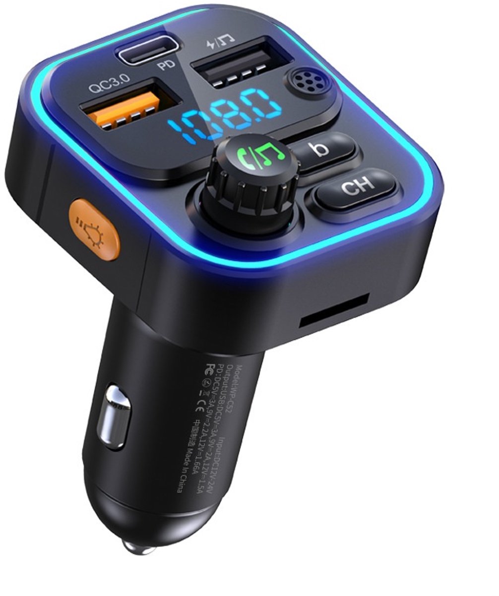 ATXANC FM Transmitter Bluetooth – Bluetooth Transmitter - USB-C lader 20W - Carkit - USB-A - SD Kaart - BT 5.0 - 2025 model