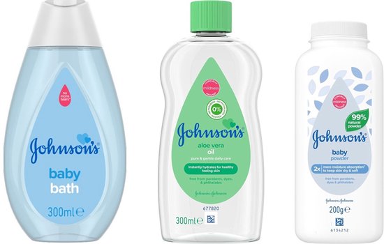 Johnson Bébé - Coffret - Mousse de bain 300 ml / Huile d'aloe Vera 300 ml / Talc 200 g