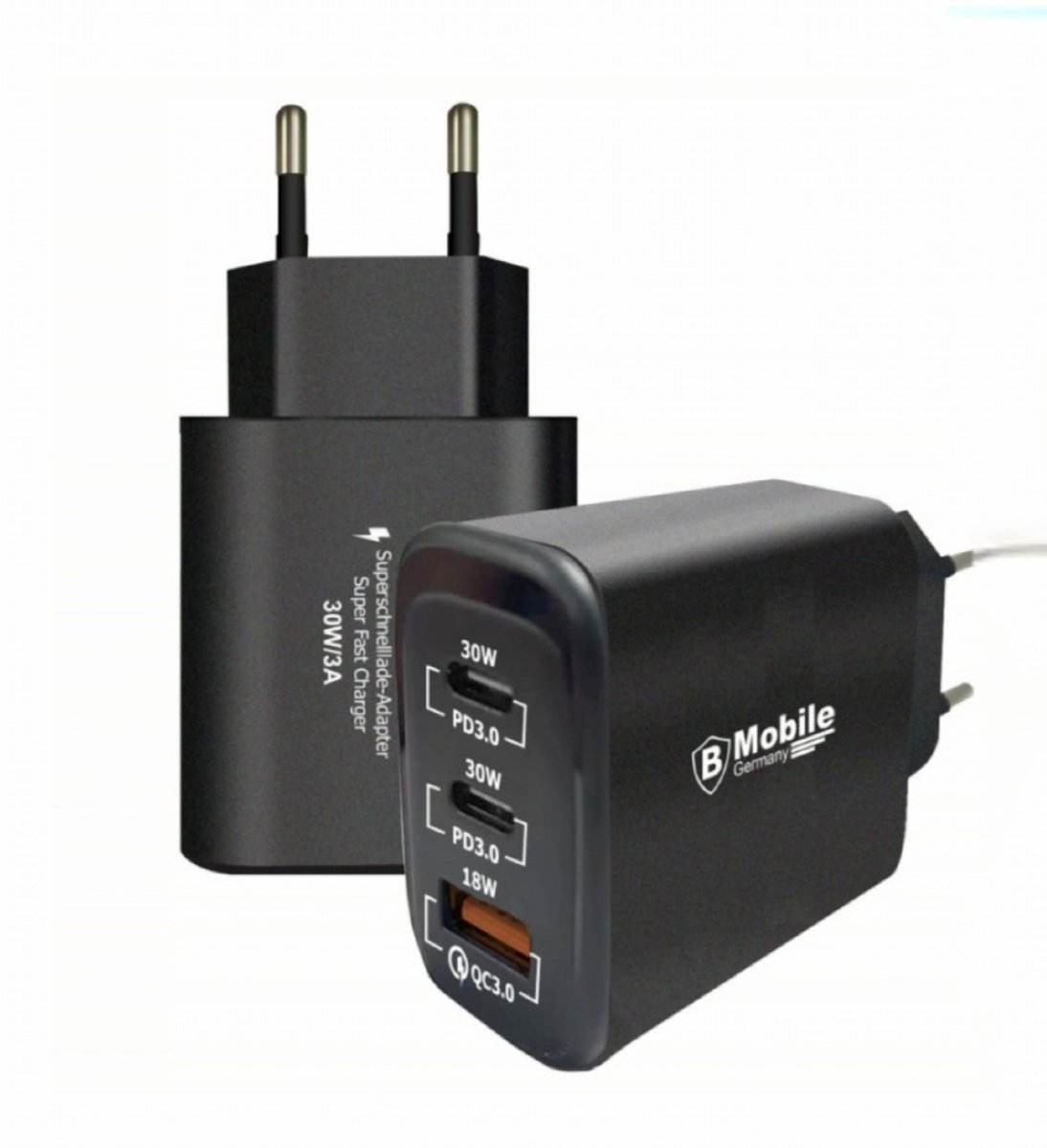 Supersnelle oplaadadapter 230V voeding met 1 USB + 2 USB-C poorten (PREMIUM LINE) - 3.0A