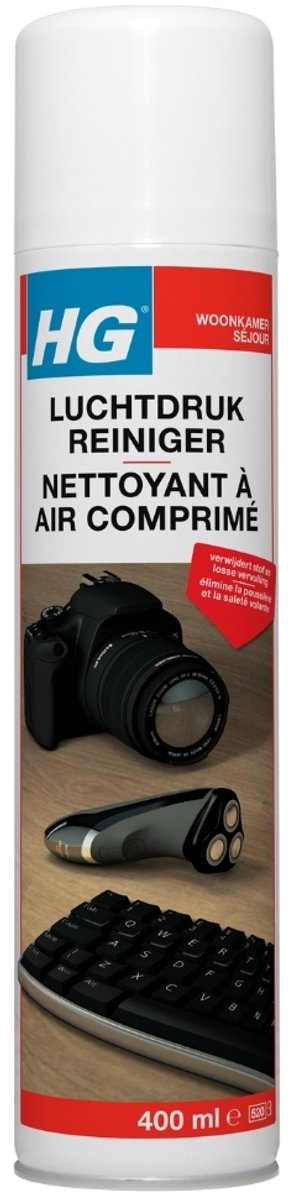 1 x HG Luchtdrukreiniger Voor Alle Kiertjes & Gaatjes 400 ml - Luchtdrukreiniger - Stof Verwijderen - Losse Vervuiling - Toetsenbord Reinigen - Printer Reinigen