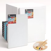 Joya Creative Set van 12 Schildersdoeken 50 x 70 cm – Katoenen Canvas op Houten Spieraam voor Acrylverf, Olieverf en Mixed Media – Inclusief 8 Spieën per Doek – Wit