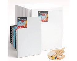 Schildersdoeken Formaat 50x70 cm - 12 stuks - Canvasdoeken en Canvaspanelen - 100% katoen - Voor Acrylverf, Olieverf en Schildertechnieken - Joya…