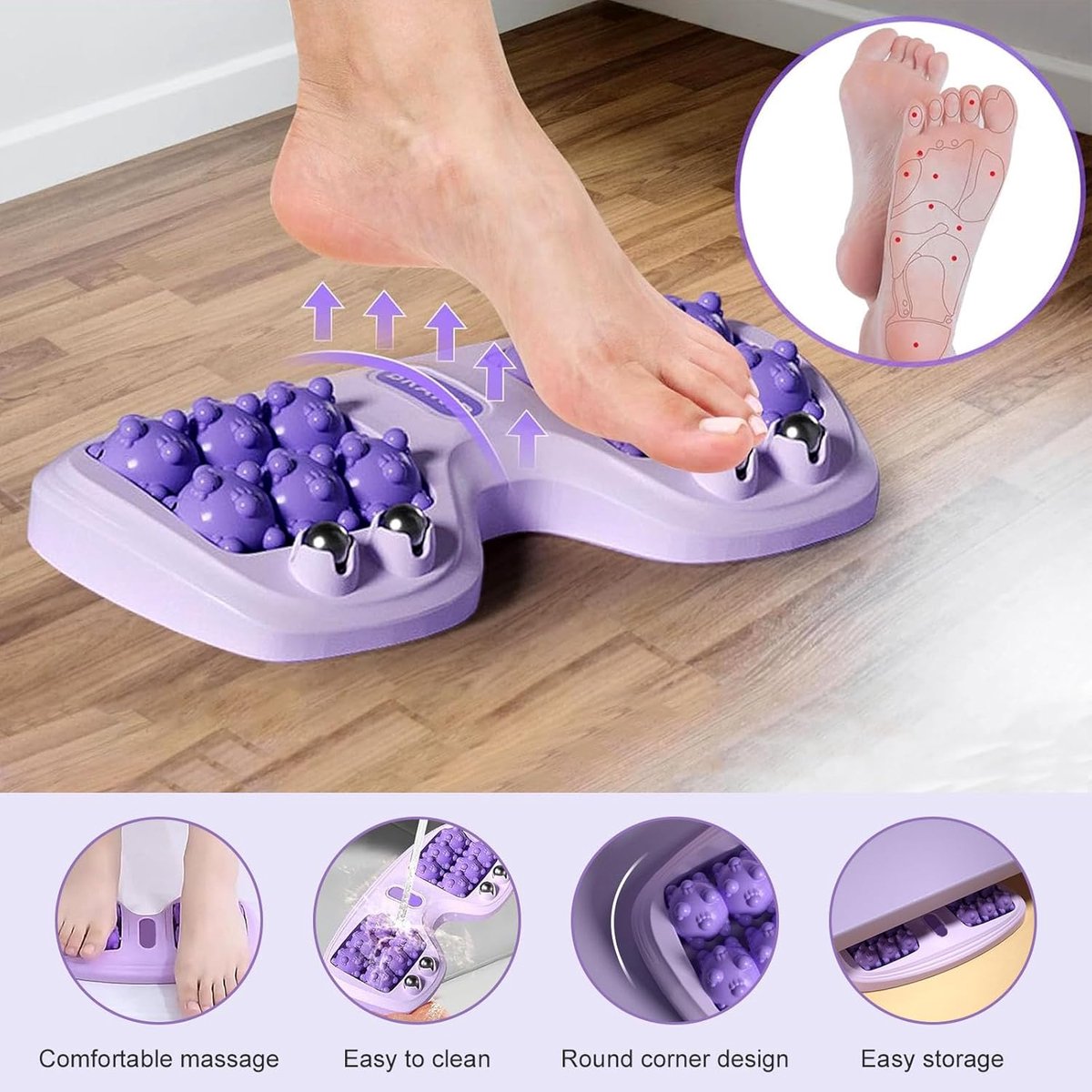 Voetmassage apparaat - Voetmassage roller - Voetroller - Circulatiebevorderende voetmassage - Massagebal - Voetmassageapparaat voor ontspanning en herstel - Voet massage - Reflexologie - Voetroller - 29*15CM thumbnail 2