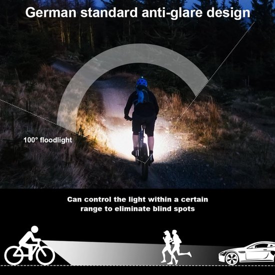 Fietskoplamp, superheldere fietslamp met 6 standen, LED-zaklamp, oplaadbare fietslamp, waterdichte fietskoplamp Geschikt Geschikt voor racen, MTB, fietsen, vissen, nachtwerk — afbeelding 3