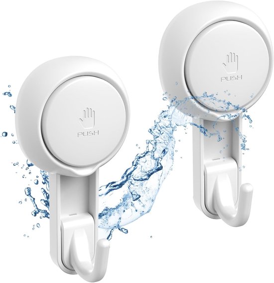 Lot de 2 crochets à ventouse puissants, aucun perçage requis, crochets muraux robustes, capacité de charge de 5 kg, réutilisables, adaptés à la salle de bain et à la cuisine