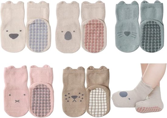 Chaussettes Bébé - Chaussettes basses - 5 paires de chaussettes antidérapantes pour tout-petits - Jolies chaussettes bébé avec attache jarretière - Convient aux bébés de 0 mois - S- 10 x 5 x 1 cm