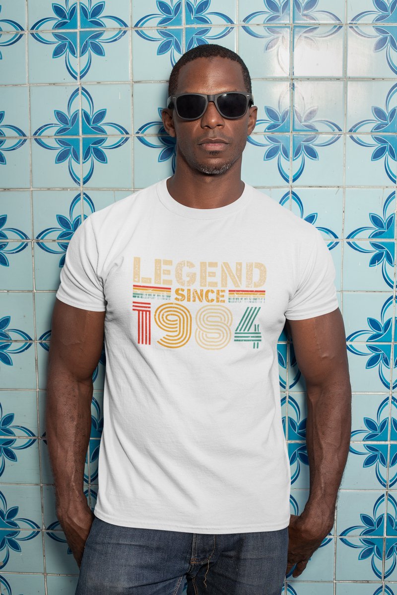 1984 Jaar Wit T-shirt Heren - Maat M - Legend Since - Retro - Verjaardag Cadeau Mannen - Limited Edition