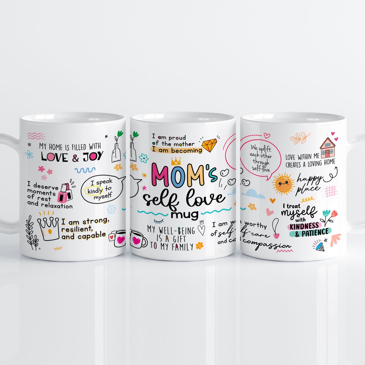 Creasowl® Moms Selflove Mok – Keramische Koffiemok met Positieve Spreukjes – Inspirerend Cadeau voor Moeders, Zelfliefde en Dagelijkse Motivatie – 330 ml