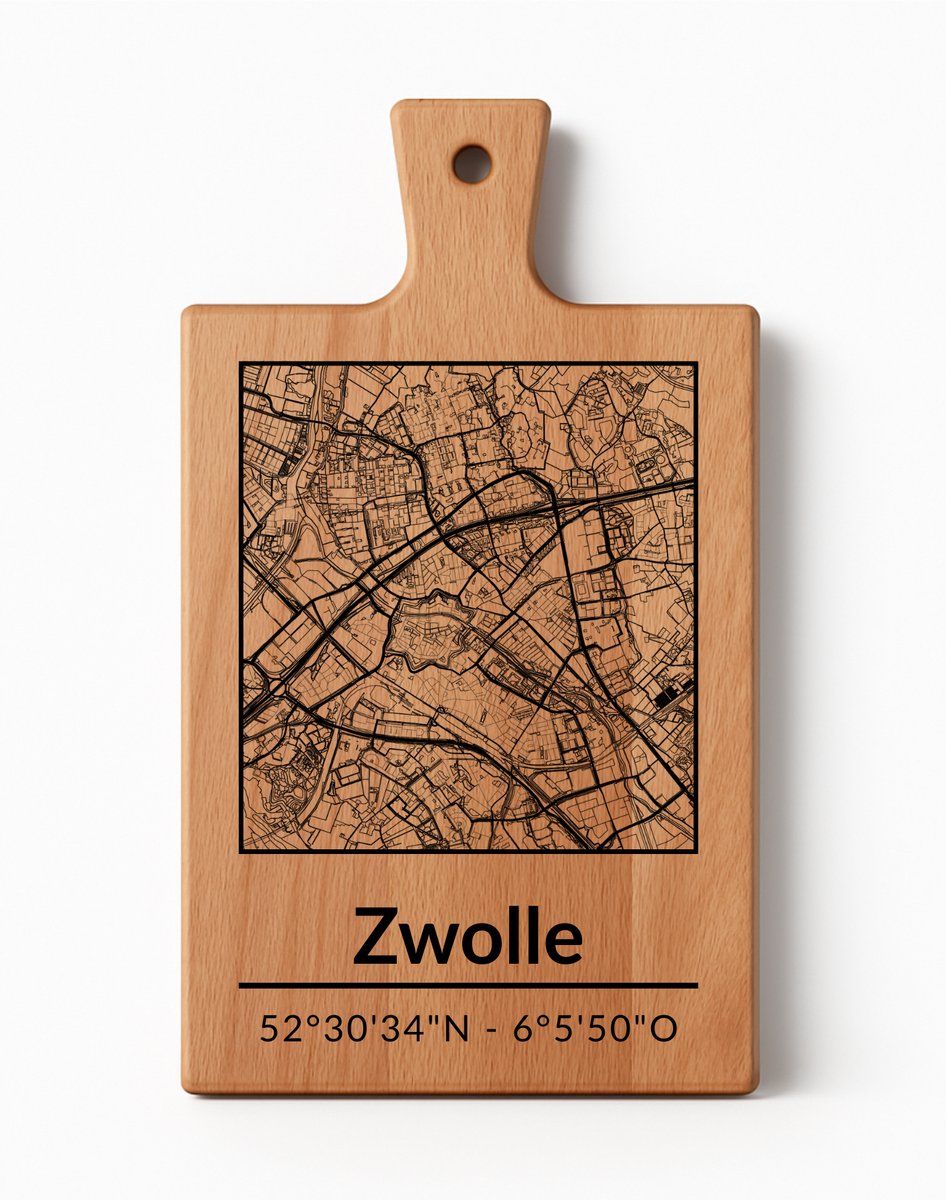 OakMan Objects - Houten Borrelplank - Zwolle Rechthoek - Tapasplank of Serveerplank - Duurzaam Beukenhout - Gegraveerd - 36x20x2 cm
