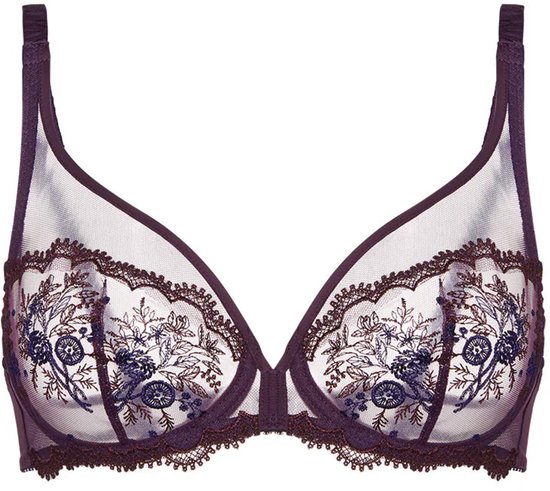 Simone Pérèle - Soutien- BH plongeant Intrigue Figue - taille 85D - Violet/Rouge/ Blauw