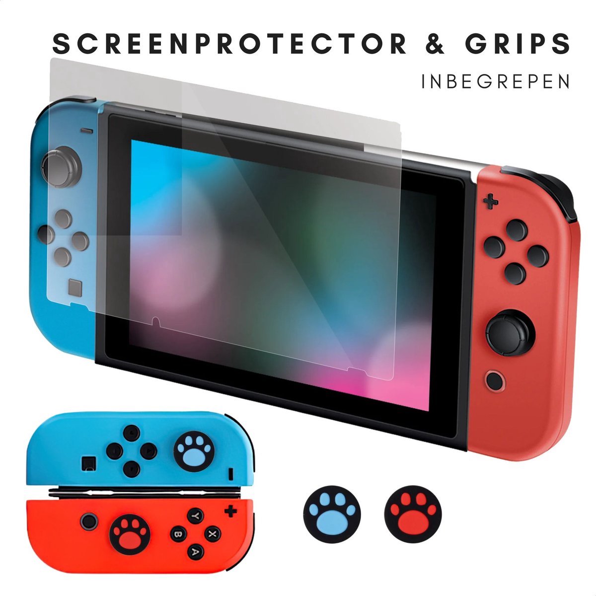 Xainy – Hard Case BLAUW geschikt voor Nintendo Switch OLED | Switch-games accessoires | beschermhoesje / cover voor de Nintendo Switch consoles | Screen protector & joycons pro controller grip inbegrepen | cadeau voor mannen – foto 5