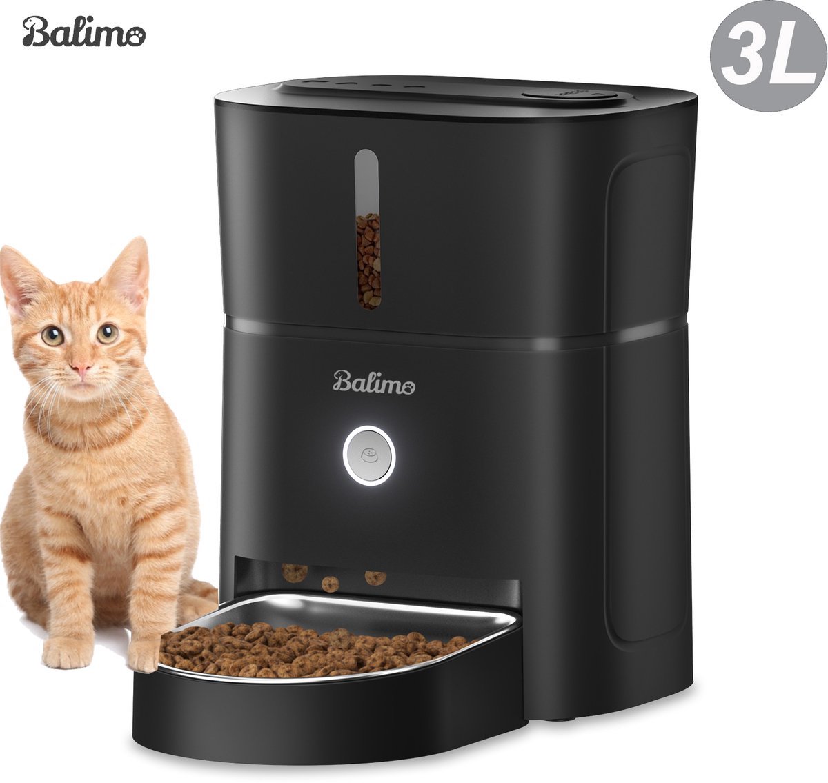 Balimo Automatische Voerbak Kat en Hond - Voerdispenser - Voerbakjes - Katautomatische -Voerinhoud 3L - Zwart - Balimo - €36,79