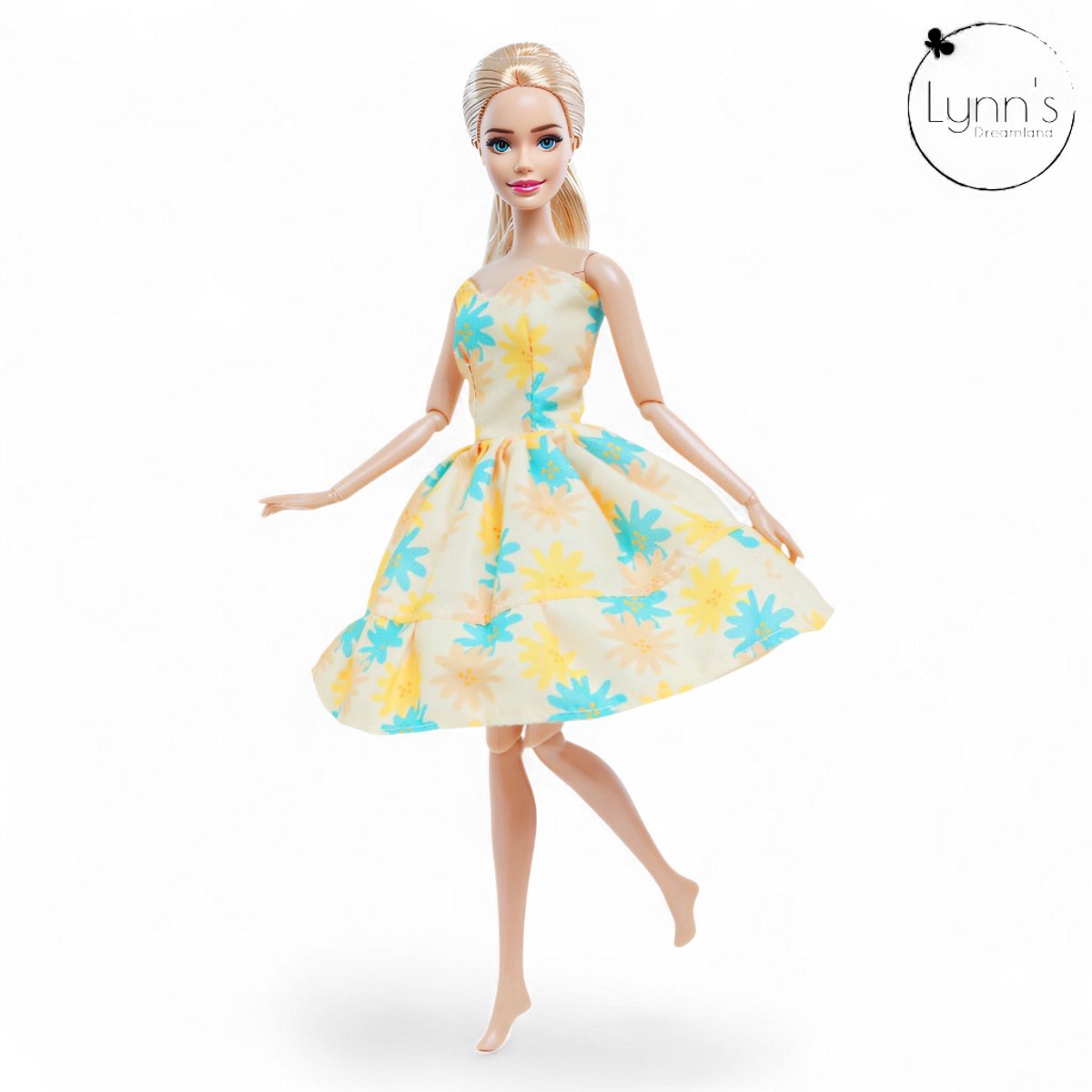 Lynn’s poppenkleertjes - Set ‘Luna’ - Geschikt voor modepop - Set van 5 outfits en 5 paar schoenen - Kleding voor modepoppen - Cadeauzakje — afbeelding 13