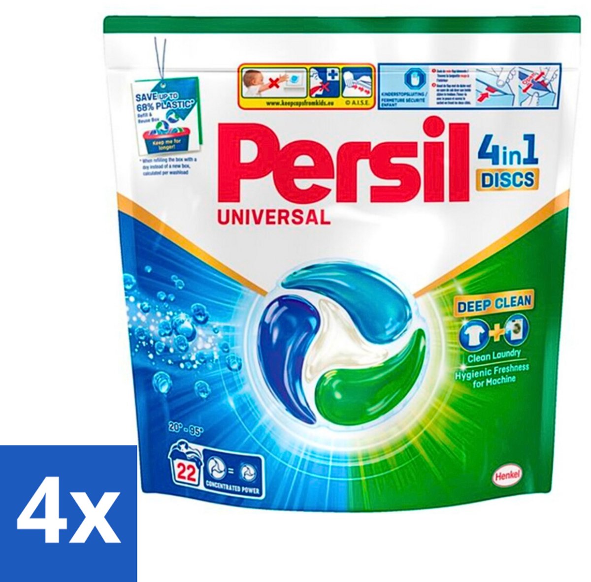 4 x Persil - Wasmiddel - Wasmiddelcapsules Discs Universal - Voor Witte Was - 22 wasbeurten - Wasmiddelen - Wascapsules - Witte Was - Vlekken Verwijderen - Wasmachine Schoon
