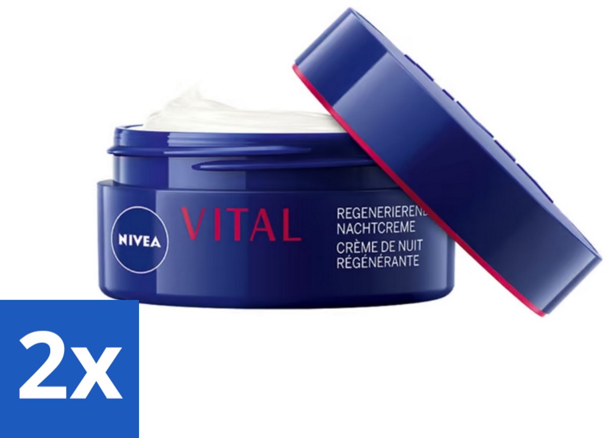 2 x NIVEA - Nachtcrème - VITAL Anti-Rimpel Herstellend - Voor rijpe huid - Met Vitamine F, Teunisbloemolie & Calcium - 50 ml - Nivea Vital - Anti-rimpel Crème - Nachtcrème - Herstellende Crème - Rijpere Huid