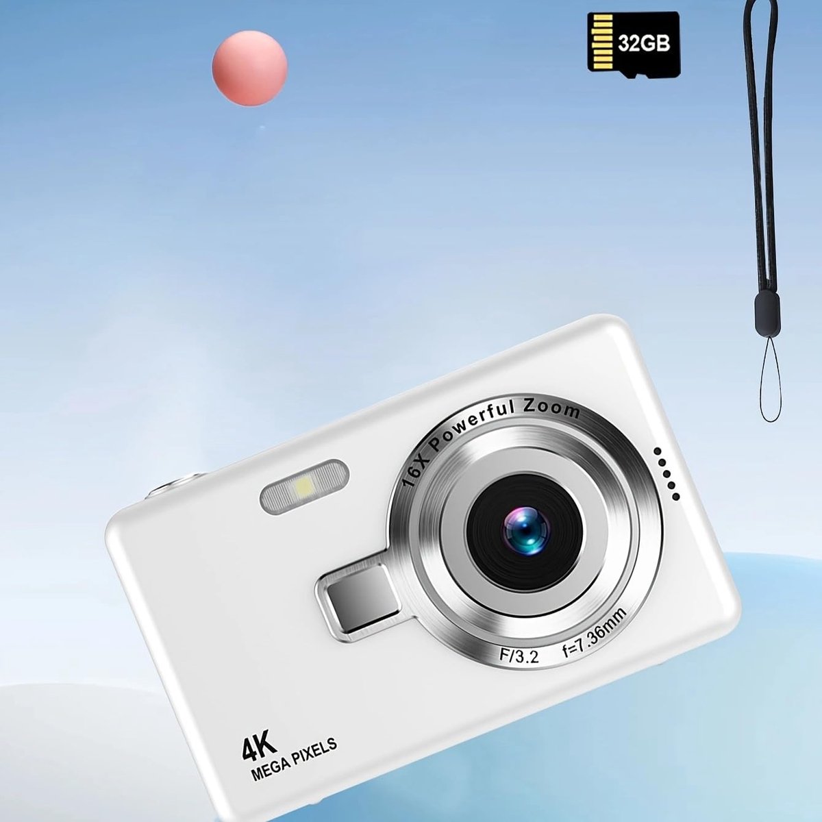 4K Digitale Camera, 48 MP Vlogcamera met 2,7 Inch LCD-scherm, 8x Digitale Zoom, Compacte Videorecorder, Draagbare Minicamera voor Kinderen, Beginners (Blauw