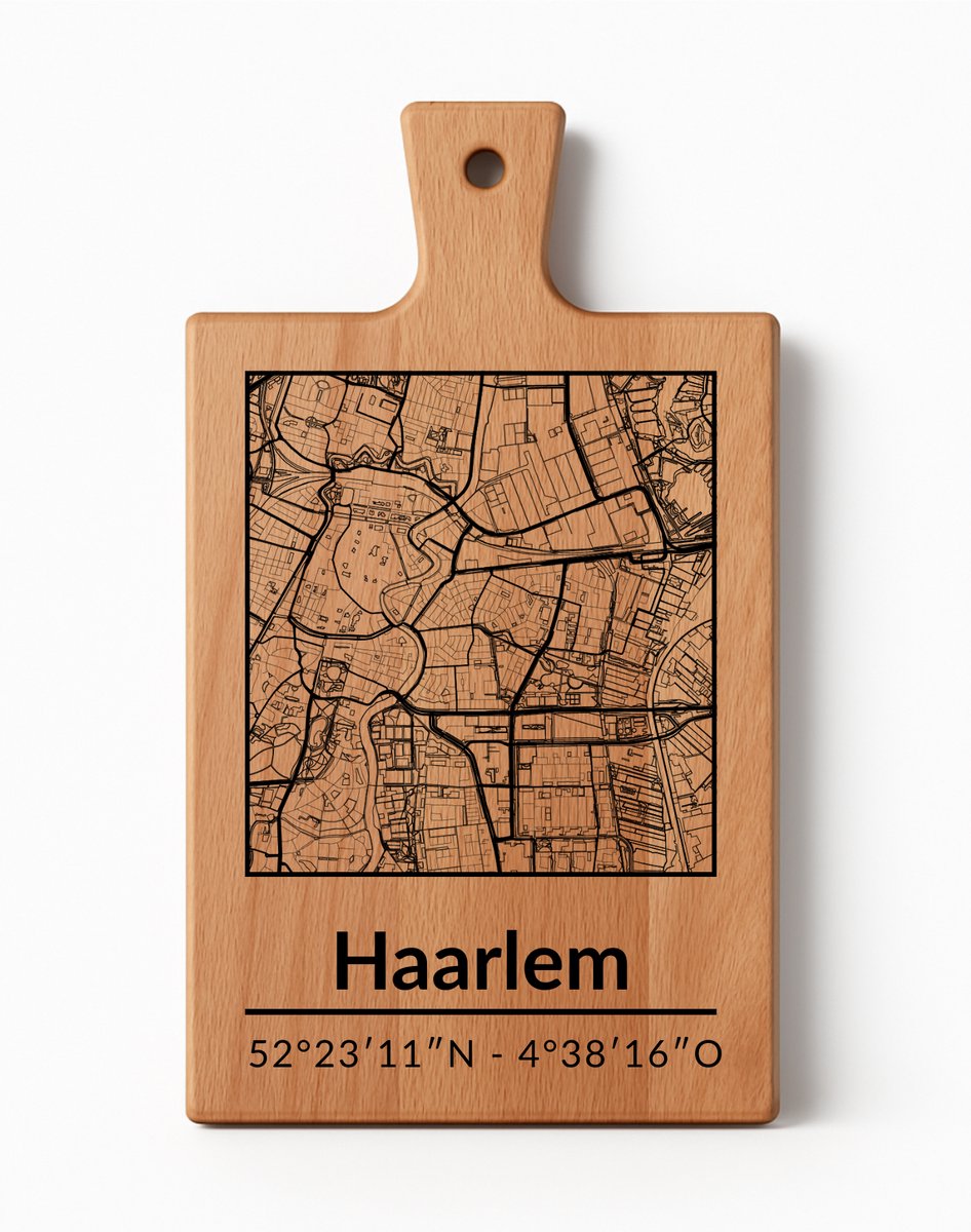 OakMan Objects - Houten Borrelplank - Haarlem Rechthoek - Tapasplank of Serveerplank - Duurzaam Beukenhout - Gegraveerd - 36x20x2 cm