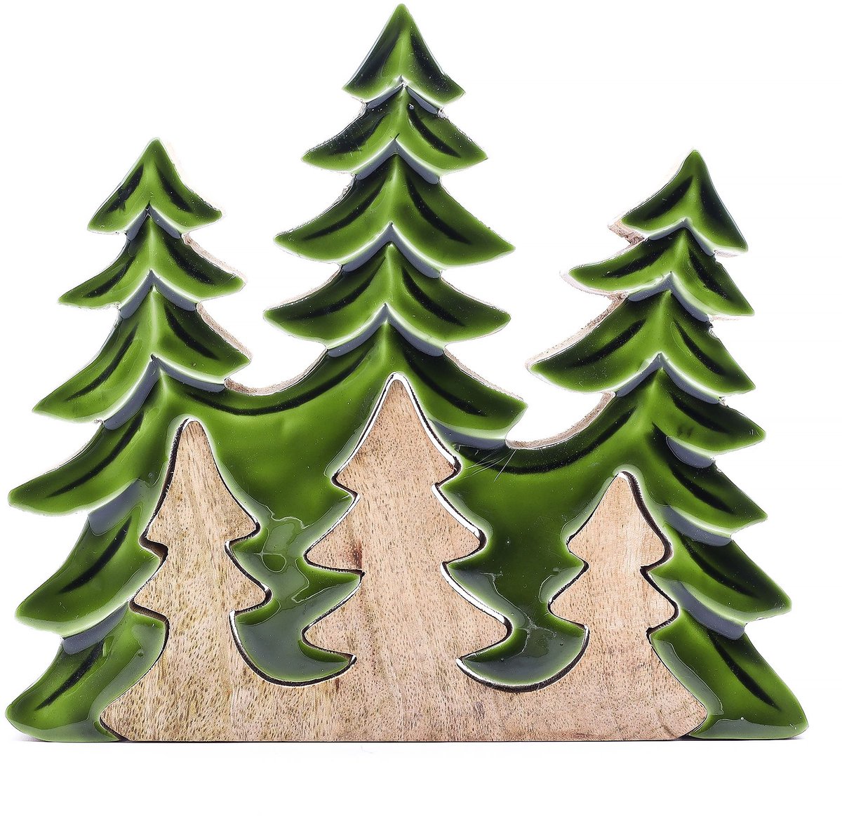 Verdwaald in het bos - Drie bomen 3D houten decoratie - 20x23cm - Decoratie Herfst - Winter - Kerst