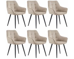 Colenis - Oriana Eetkamerstoel - Set Van 6 - Beige - Fluweel - Velvet - Industrieel