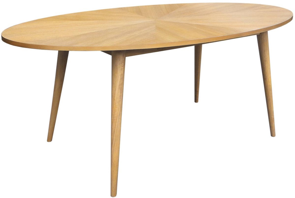 sweeek Ovale eettafel van rubberhout en eikenfineer, 6 plaatsen - l 190 x b 100 x h 75 cm - diane Naturel
