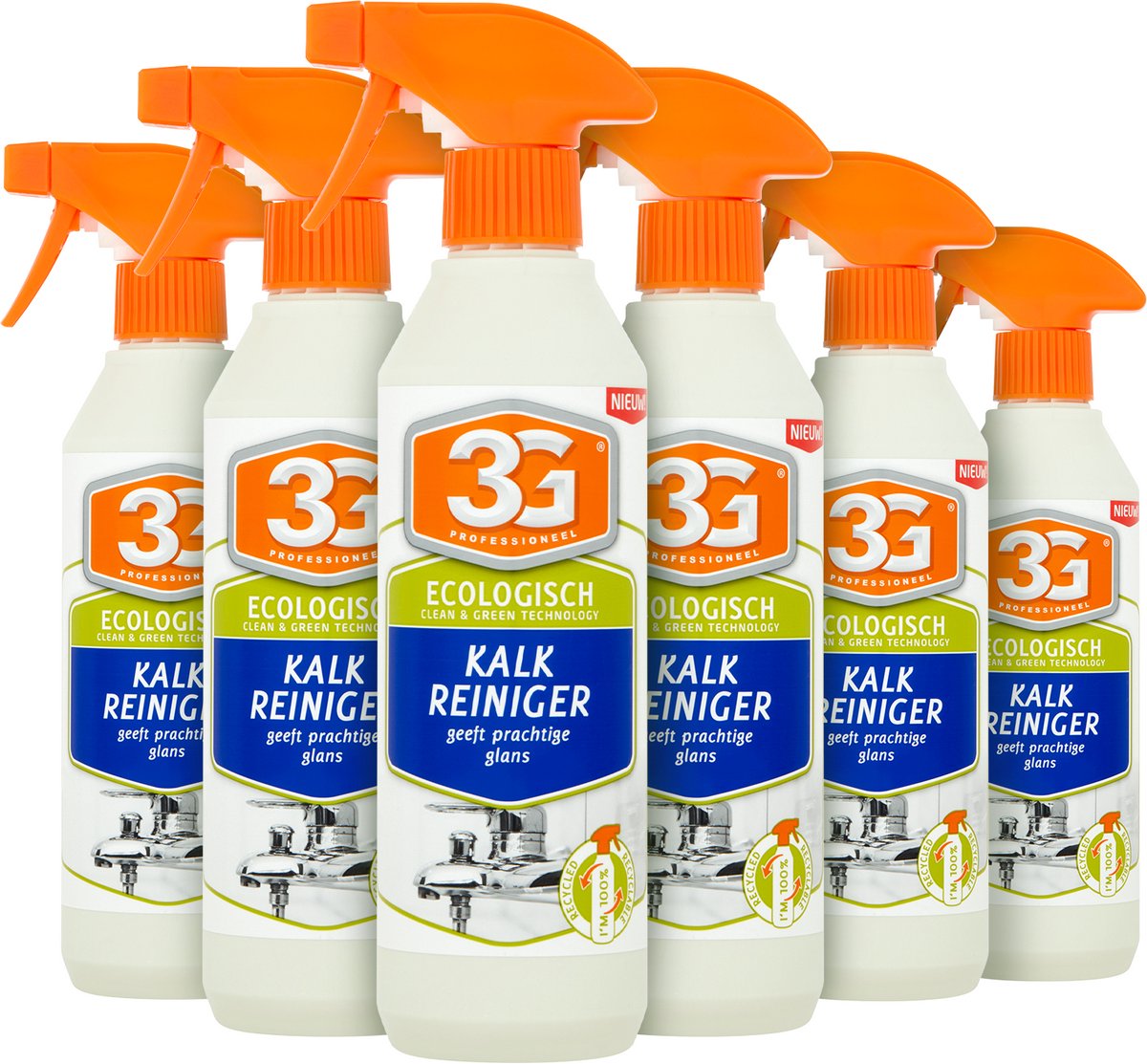 6x 3G Professioneel Kalkreiniger Ecologisch 500 ml - Kalkreiniger - Ontkalker - Badkamer Reiniger - Ecologisch - Biologisch Afbreekbaar - Kalk Verwijderen - 6-Pack