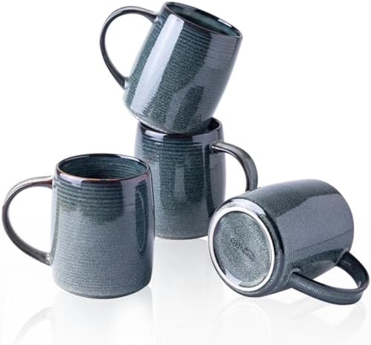 PromoHome Set van 4 Grote Keramische Mokken - Kleurverloop Design, Vaatwasserbestendig