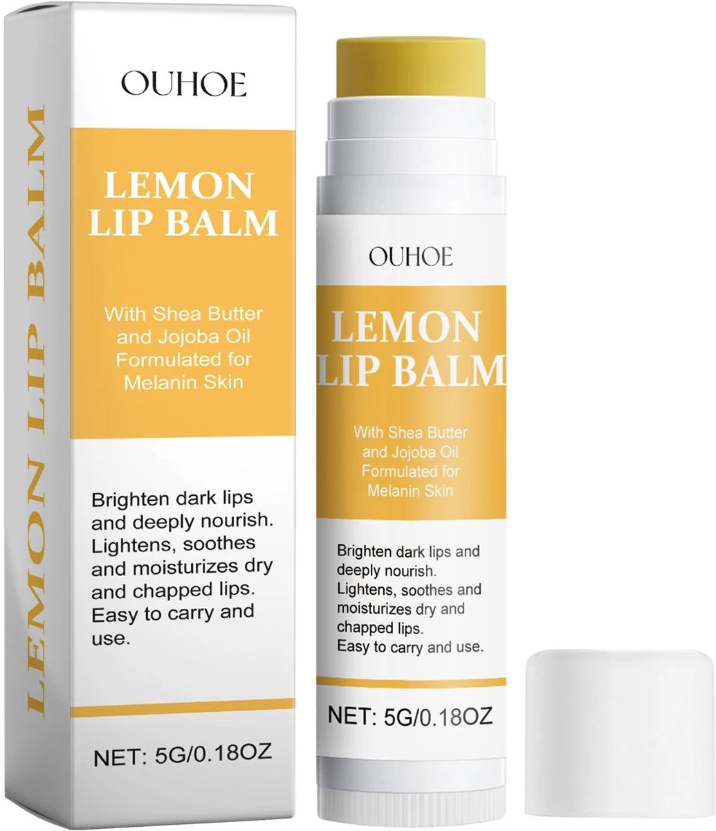 OUHOE | Lipbalsem | Lipbalm | Citroen , Gember & Kurkuma Lippenbalsem – Natuurlijk Herstel van Donkere Lippen | Hydrateert , Voedt , Glans & Exfoliatie | Sheaboter , Bijenwas , Jojobaolie , Vitamine E | Balsem voor lippen - lip protector | Lip stick