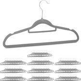 Relaxdays 100 x kledinghangers fluweel set - kleerhanger - kledinghanger - antislip grijs