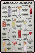 Leuk Cocktail Recepten Bord - Recipe Sign - Decoratief - Horeca - Bar - Wandbord - Metaal