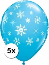 5x Blauwe sneeuwvlok ballonnen - ballonnen feest decoratie/versiering