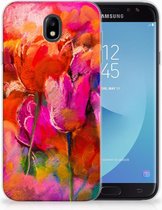 Geschikt voor Samsung Galaxy J7 2017 | J7 Pro TPU siliconen Hoesje Design Tulpen